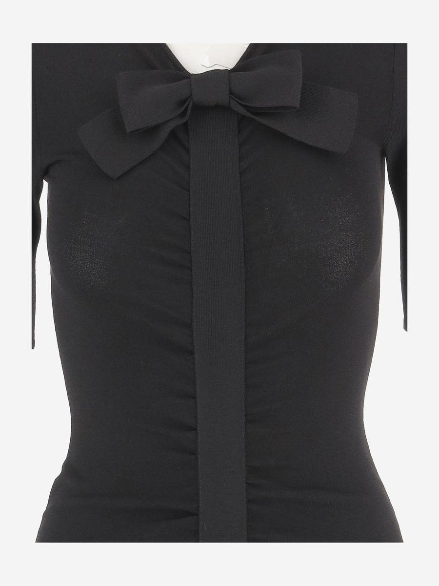 Dress With Bow, Viscose — Black