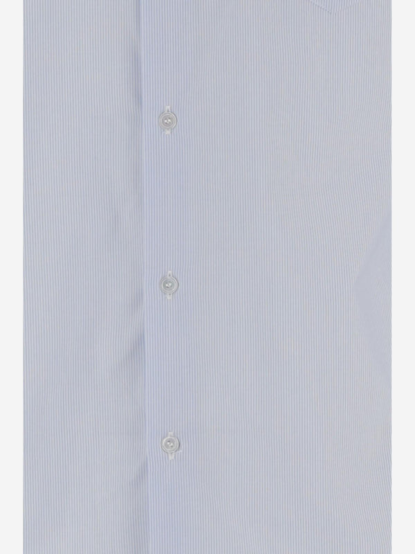 Striped Cotton Shirt With Web Light Blue