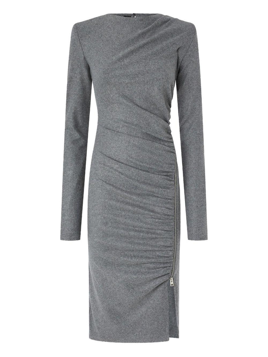 Pinko Draped Midi Dress Melange Grey Polyester