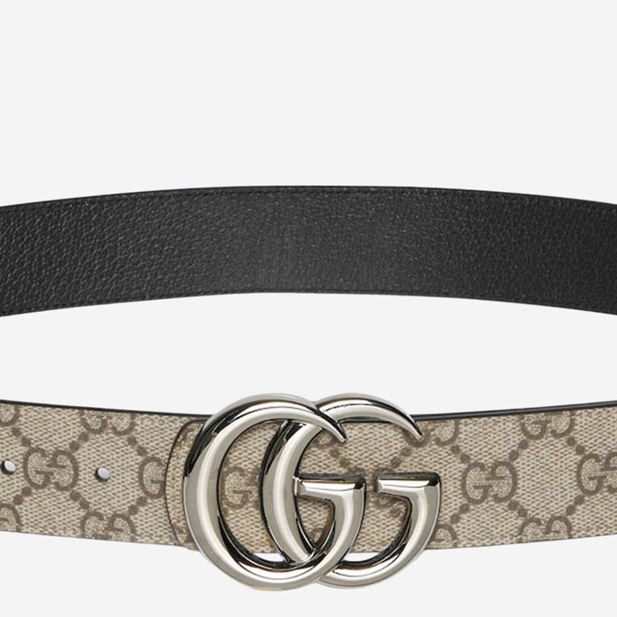 Gg Marmont Reversible Belt Beige Polyurethane