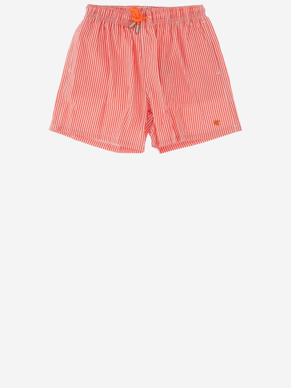 Swim Trunks Seersucker Red Polyester Polyamide Shorts &