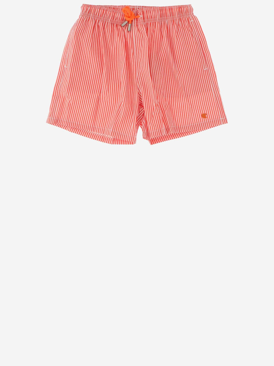 Swim Trunks Seersucker Red Polyester Polyamide Shorts &
