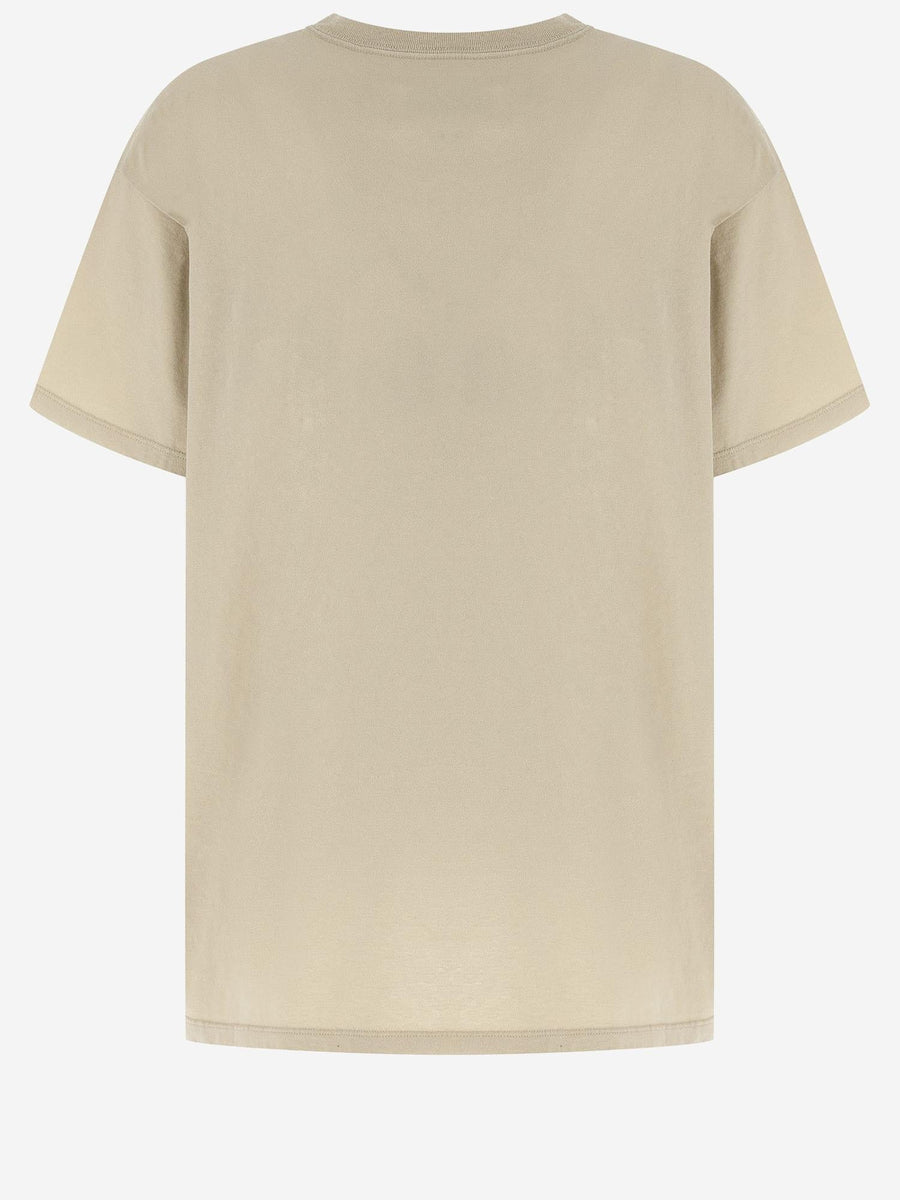 Cotton T-Shirt With Logo Cream T-shirts & Jerseys