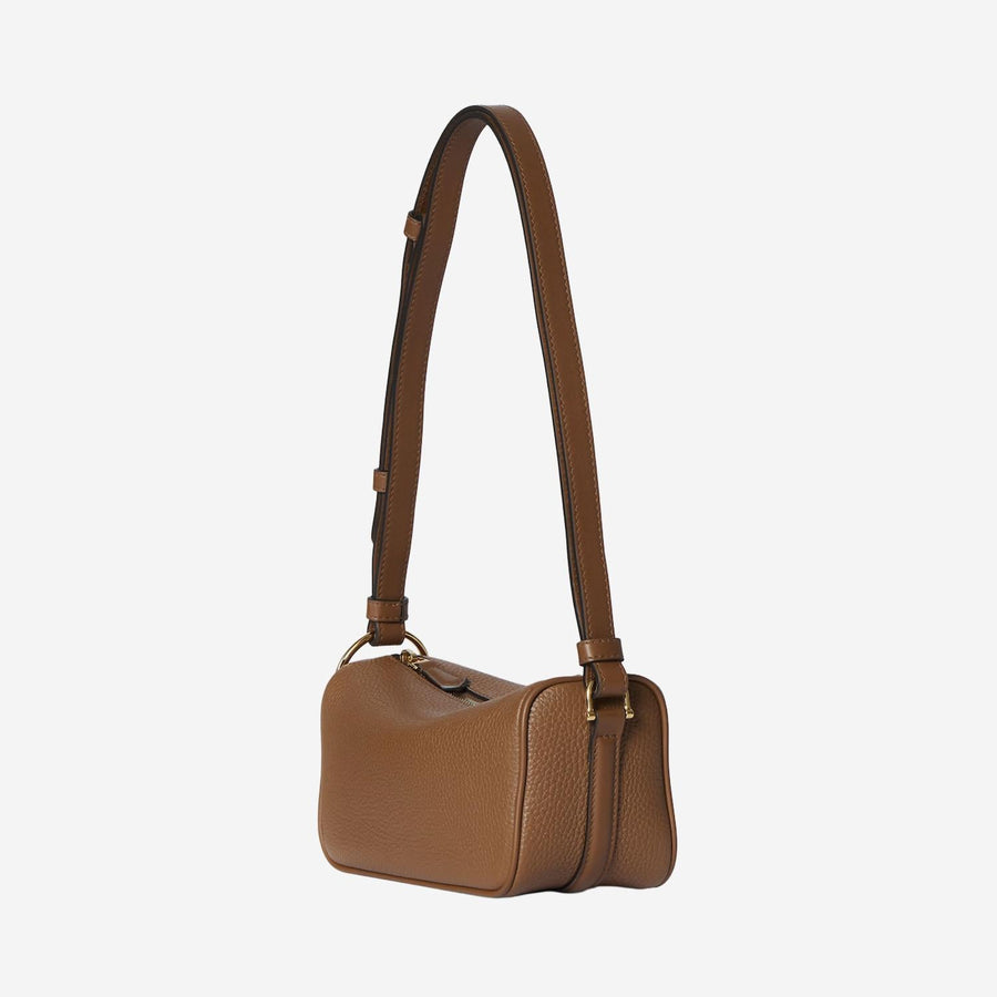 Half Horsebit Shoulder Bag Brown Leather Clutch