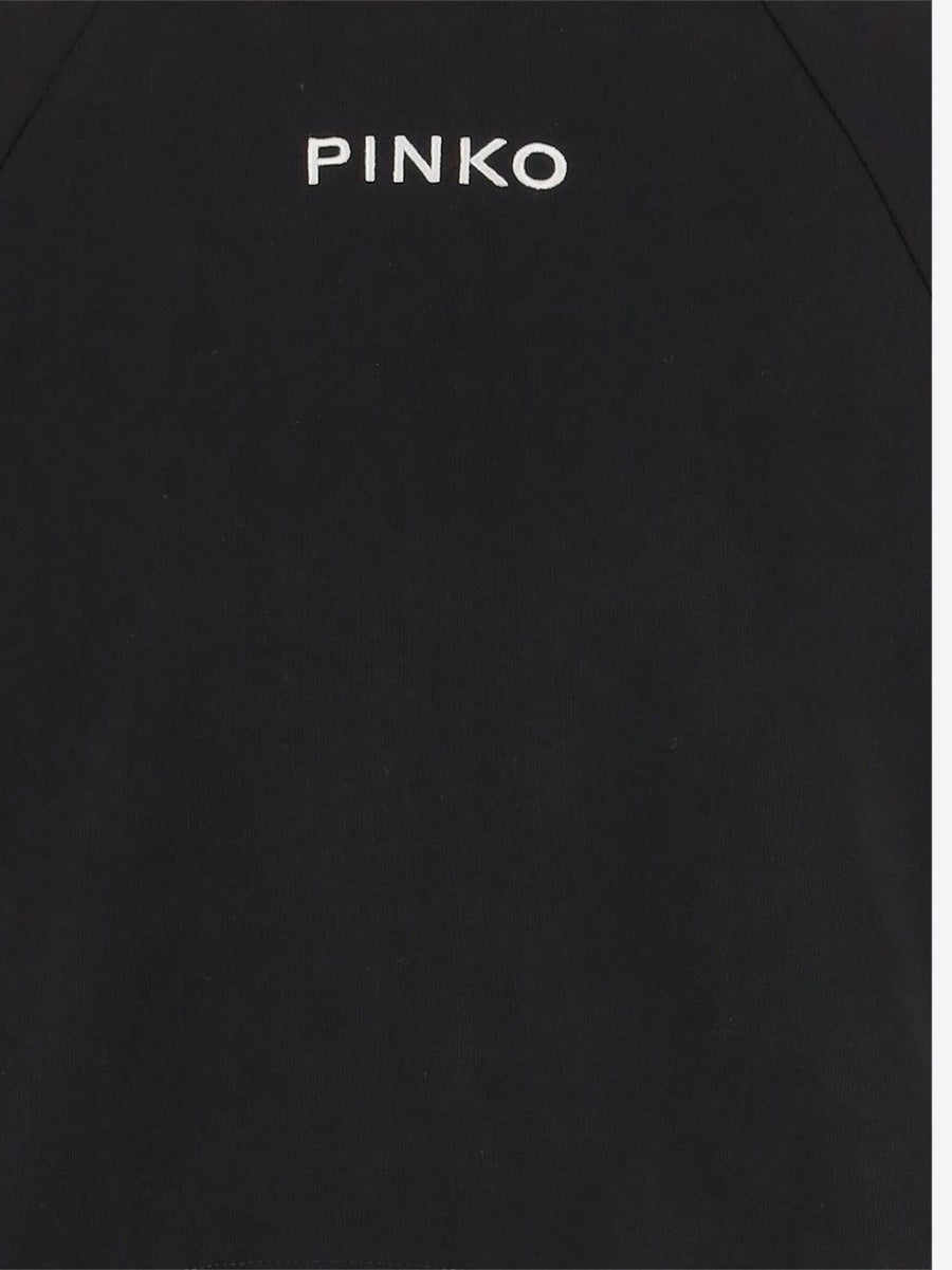 Pinko Cropped Sweatshirt Black Cotton