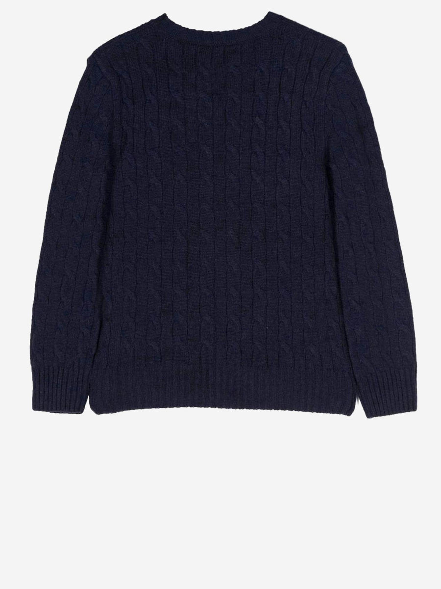Sweater Cable Knit Wool And Cashmere Navy