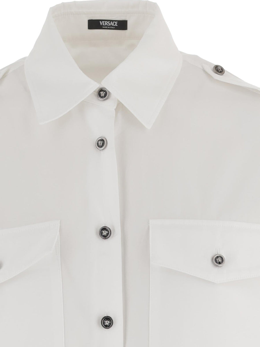 Cotton Shirt With Contrasting Buttons White