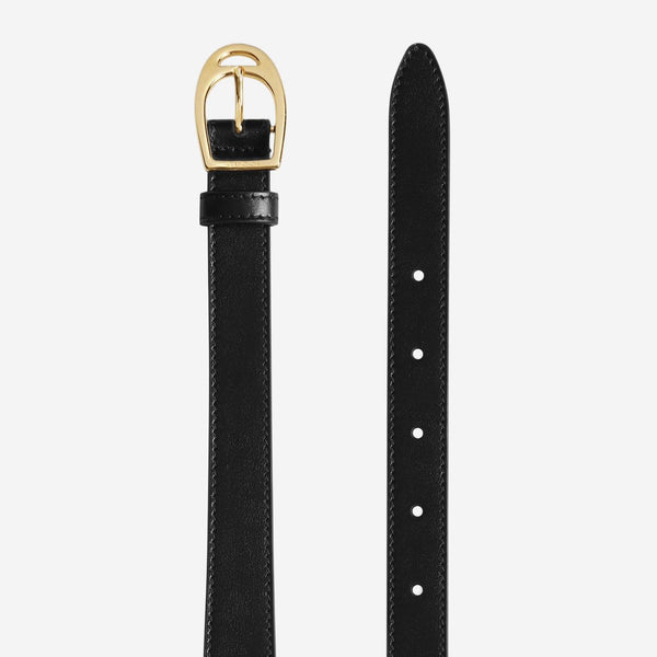Oversized Buckle Belt Black Calf Skin