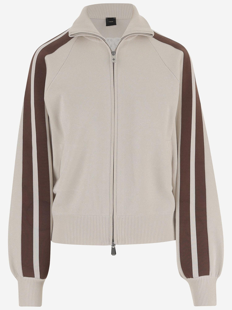 Zip-Up Viscose-Blend Sweater Beige