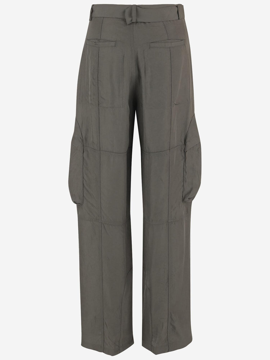 Pants Multipocket Acetate Khaki Trousers