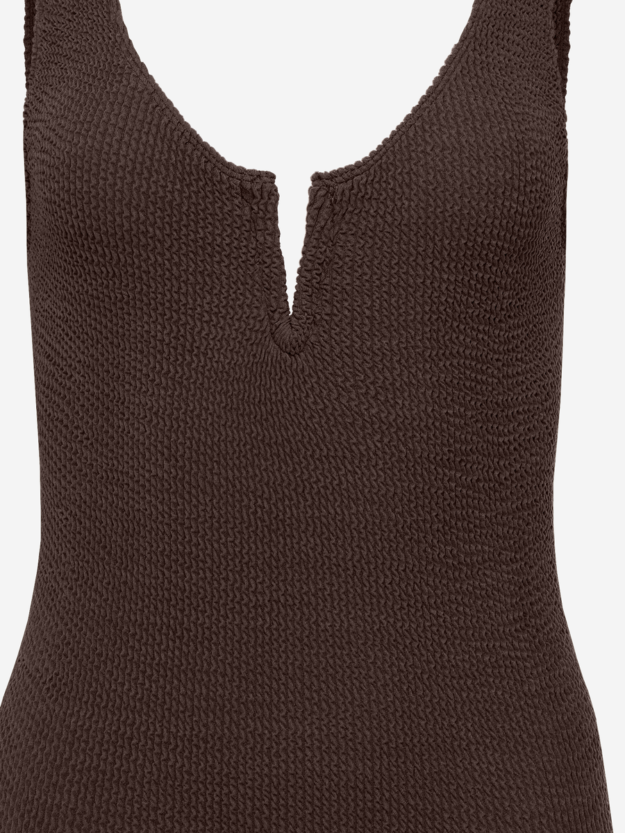 One-Piece Swimsuit Dark Brown Polyester Swimwear
