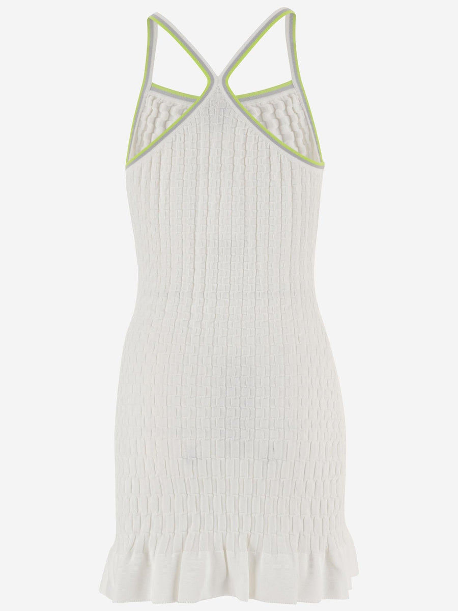 Viscose Blend Dress With Logo White