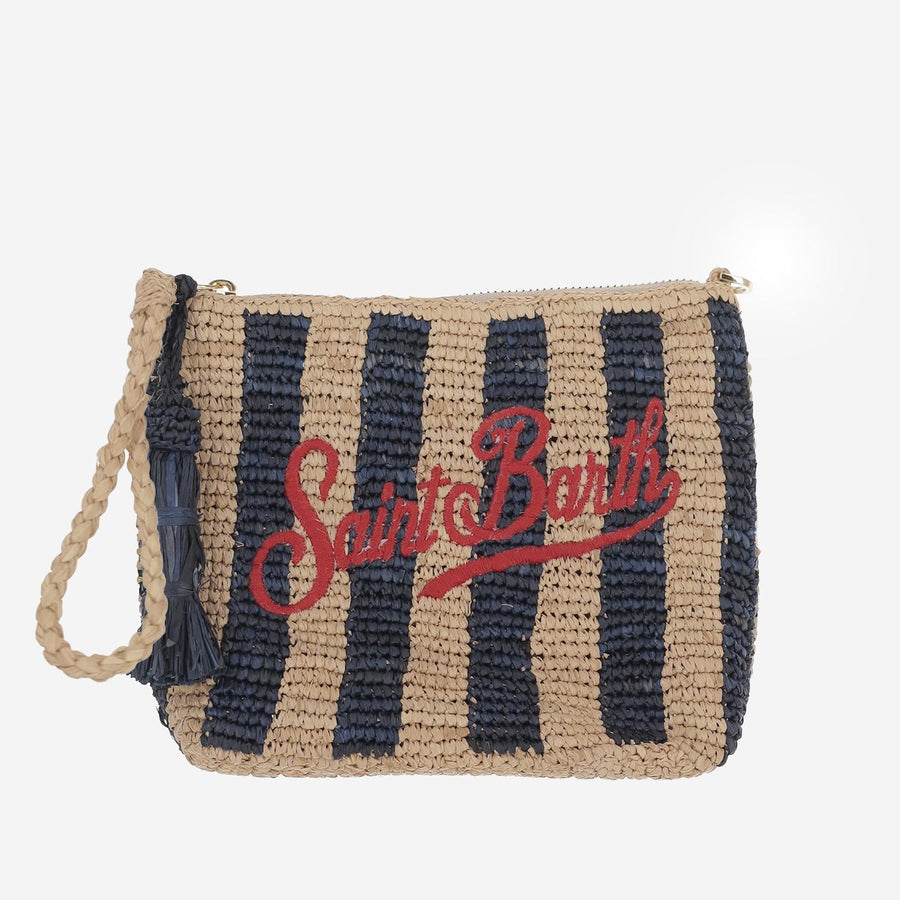 Raffia Clutch With Logo Multicolour Bags