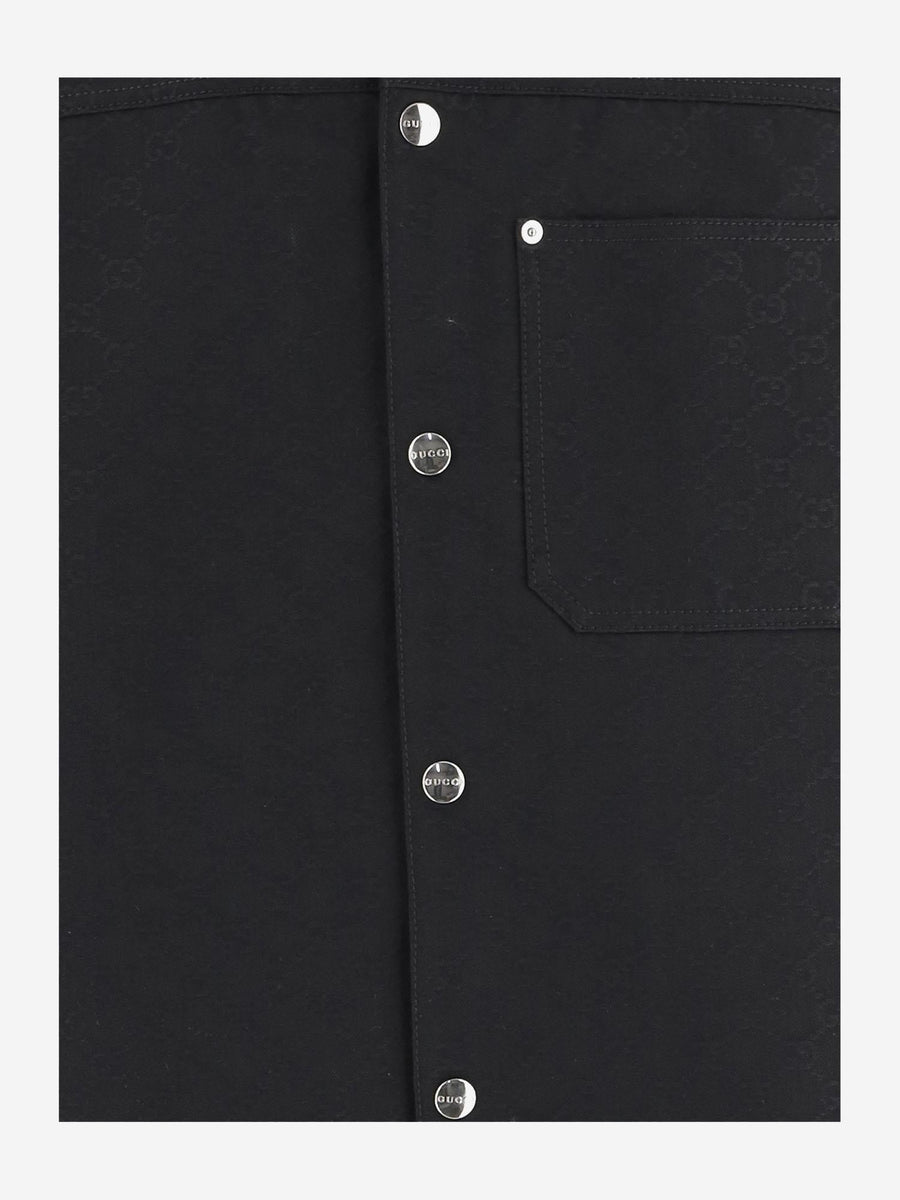 Gg Bowling Shirt Black Cotton