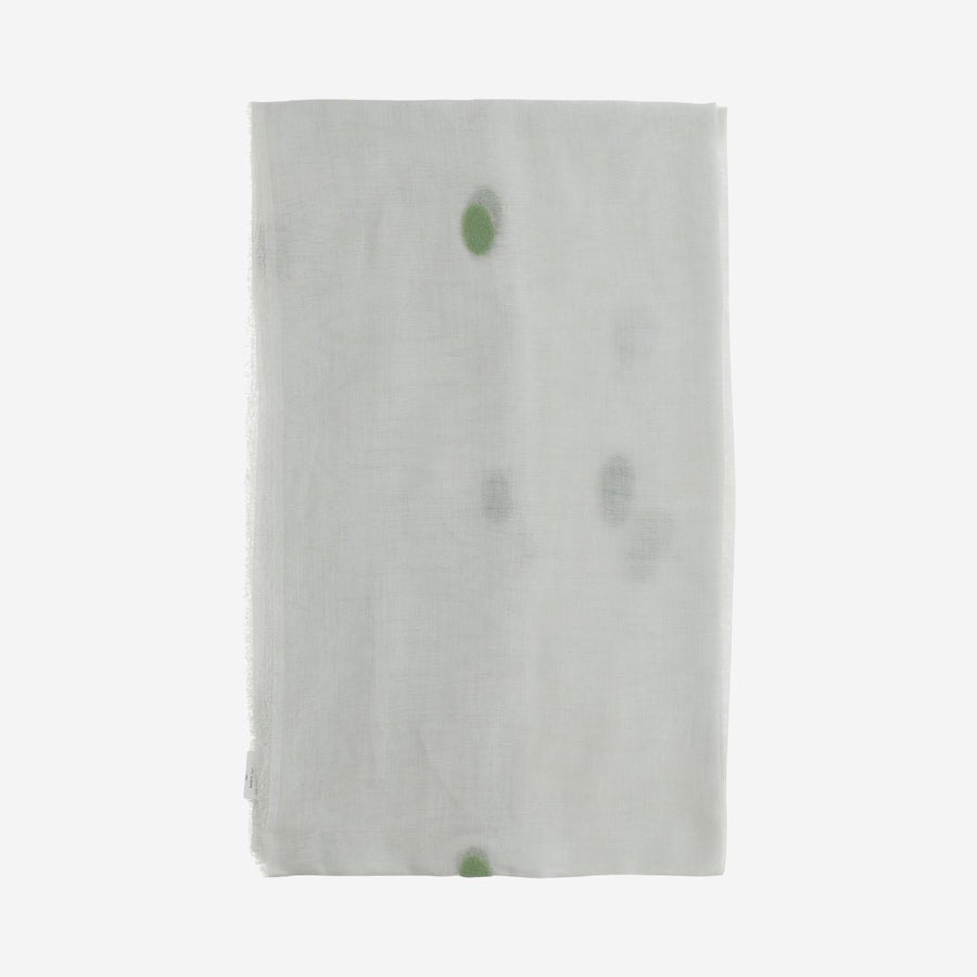 Silk-Blend Polka Dot Scarf White, Green Modal; Silk; Wool