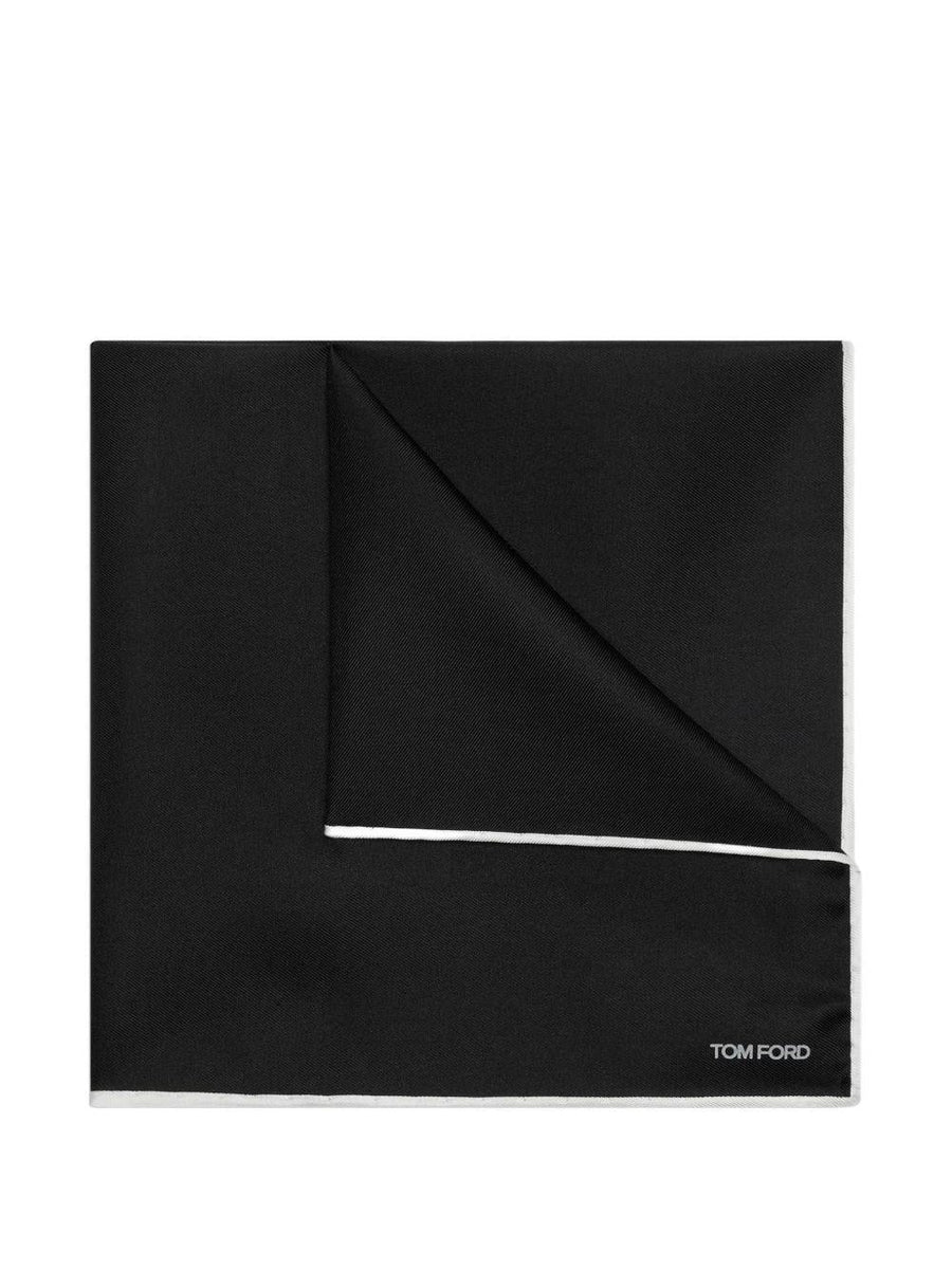 Pocket Square Black Silk Scarf