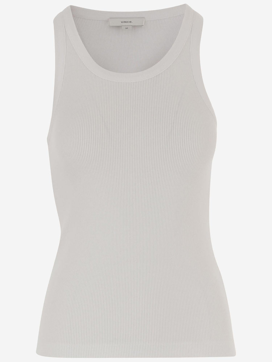 Stretch Cotton Blend Tank Top White