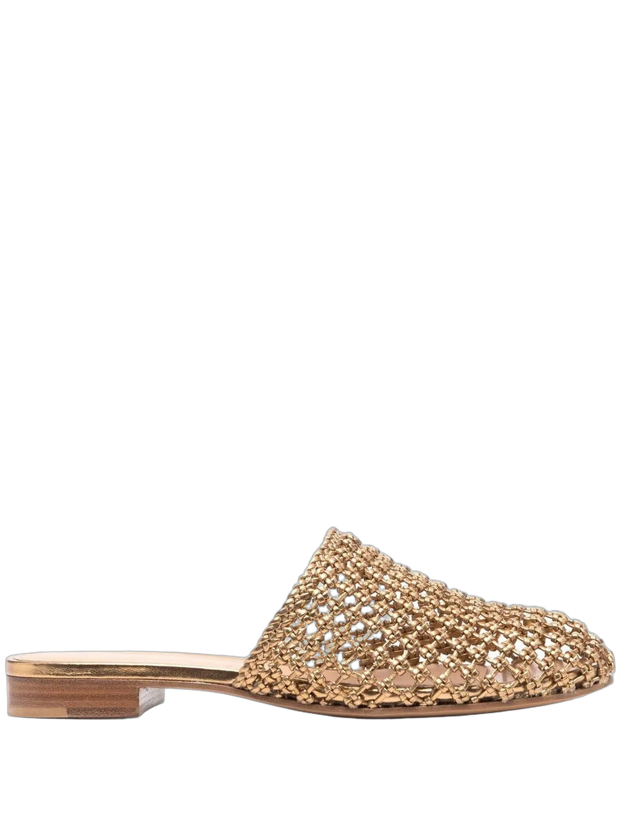 Ferragamo leather mule in gold