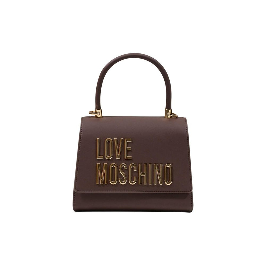 Love Moschino 100% polyurethane top handle bag in brown