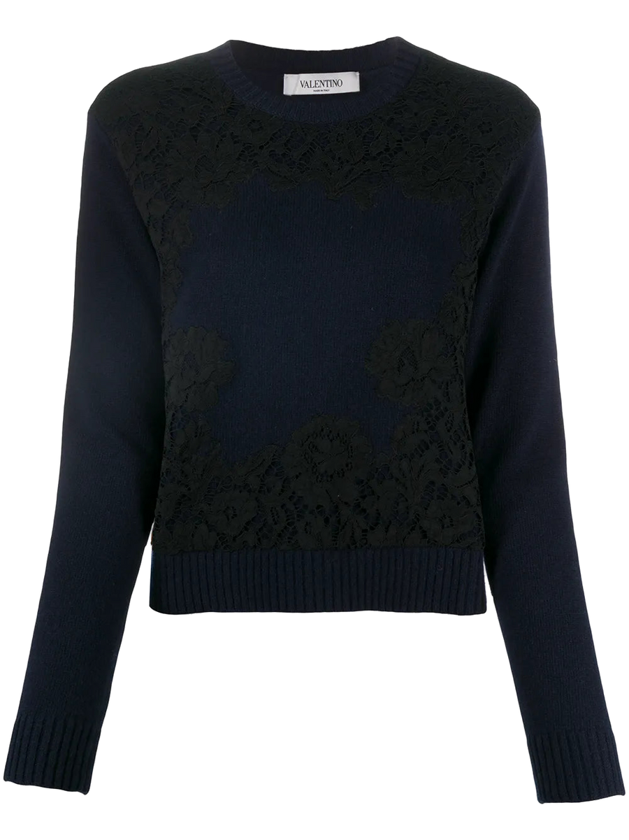 Valentino wool-cashmere blend sweater in navy