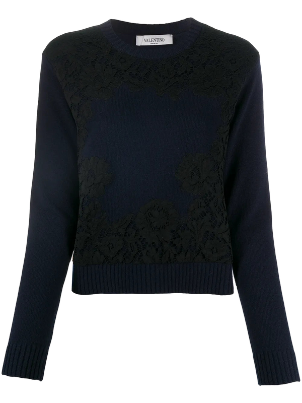 Valentino wool-cashmere blend sweater in navy