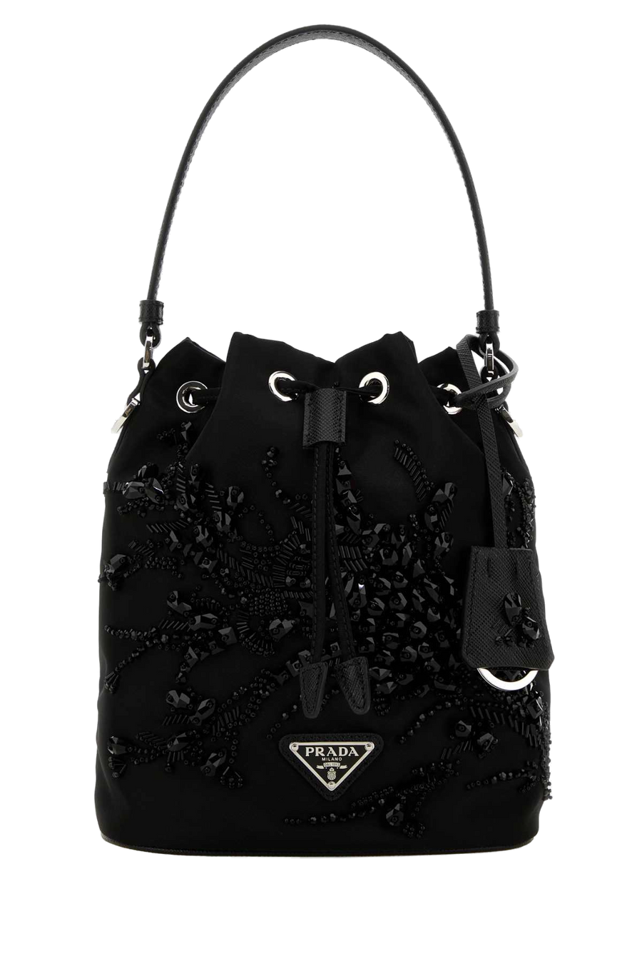 Prada 100% recycled polyamide bucket bag in black