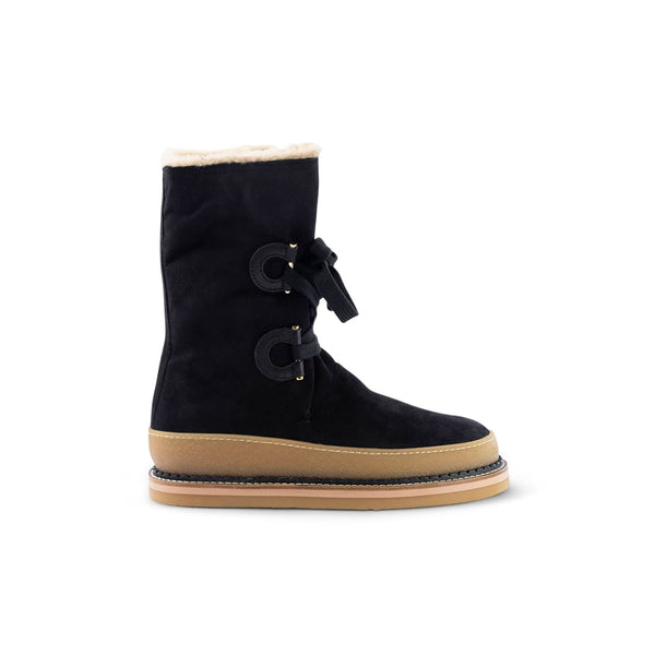 Ferragamo Suede upper boot in black