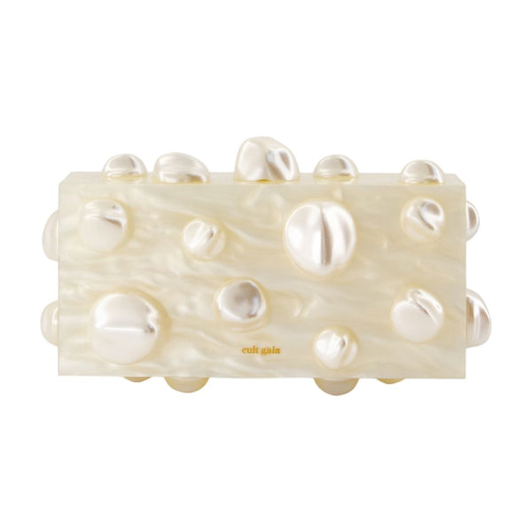Cult Gaia Acrylic clutch in ivory