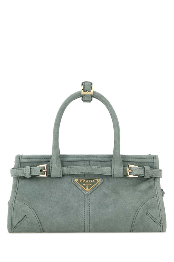 Sea Green Suede Mini Prada Bonnie Handbag Salvia Borse A Mano