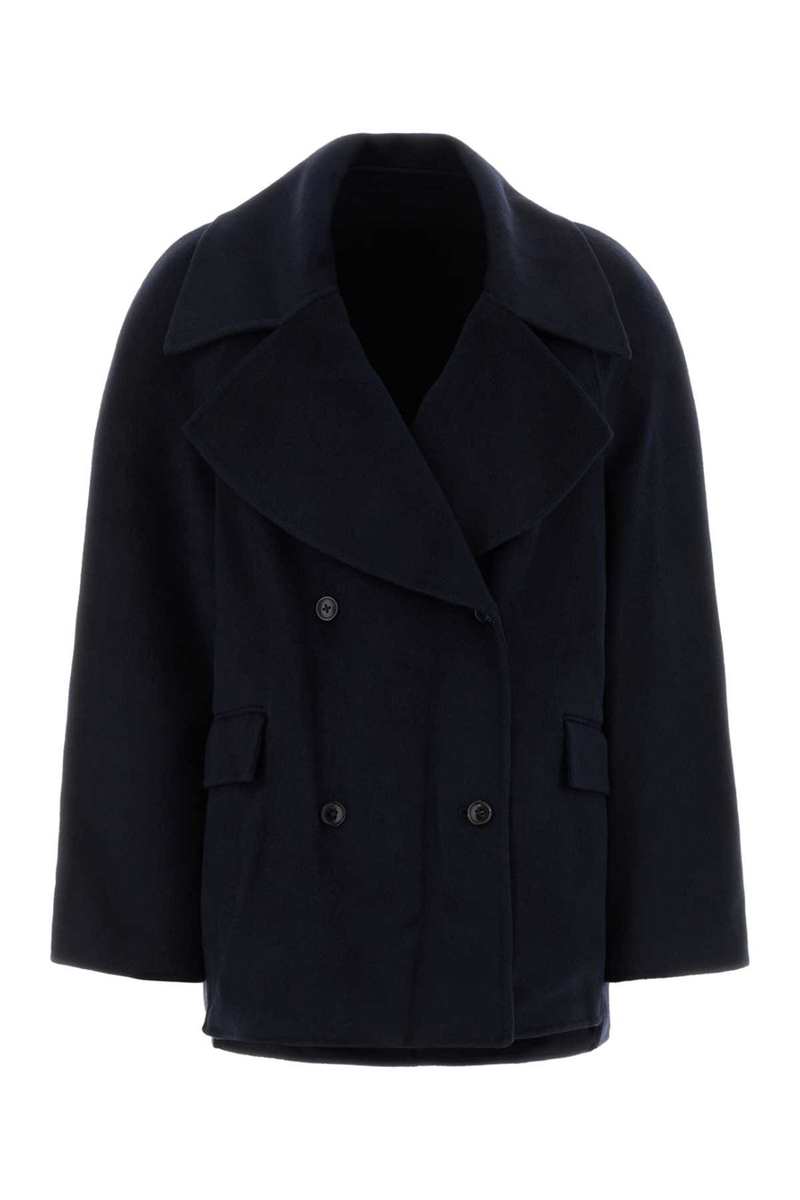 Navy Blue Wool Blend Neil Coat Navymelange Exterior: Cashmere Giacche E Gilet