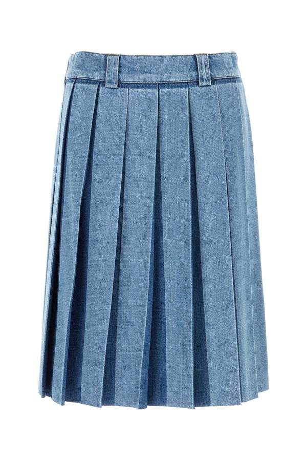 Denim Skirt Celeste Exterior: Cotton Gonne