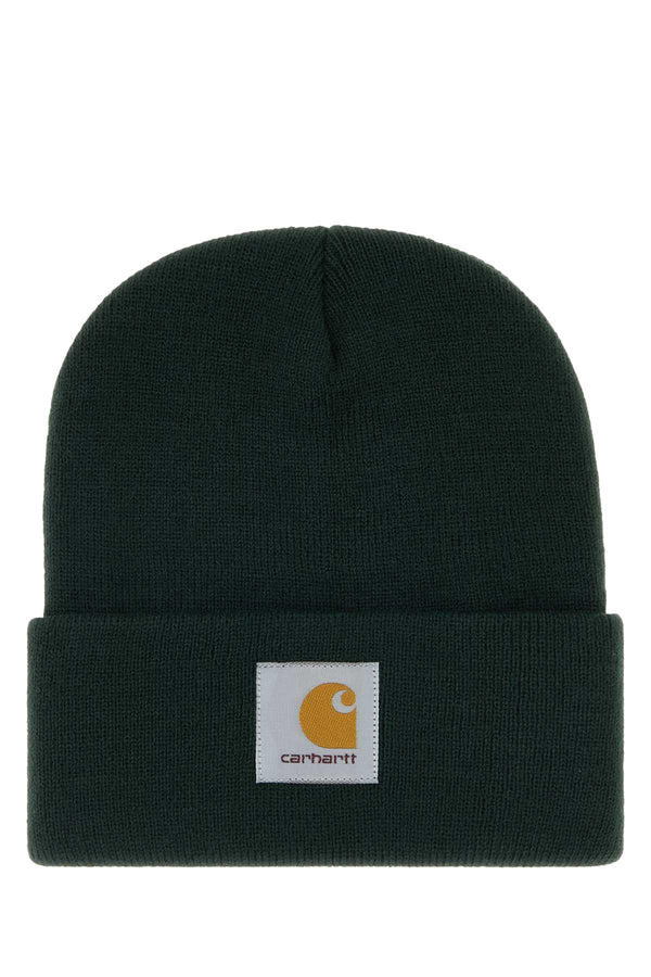 Bottle Green Knit Short Watch Hat Grey Exterior: Acrylic Cappelli