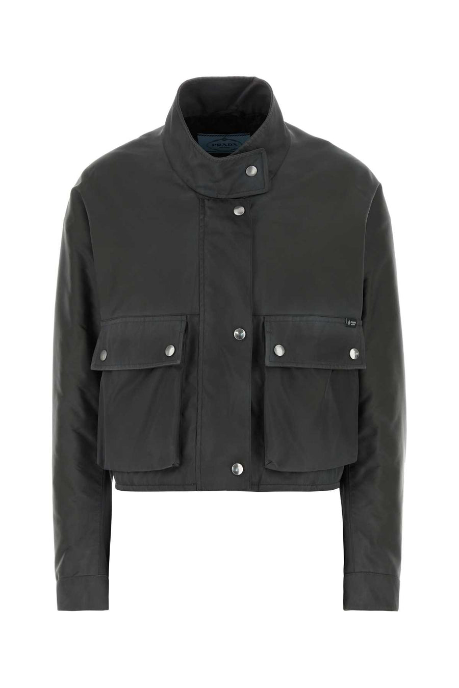 Prada Exterior: 100% Recycled nylon Lining: 100% Recycled nylon Padding: 100% Polyester jacket in gray