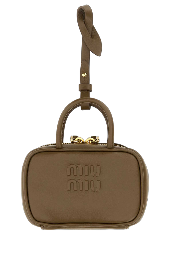 Miu Miu Exterior: 100% Leather; Lining: 100% Fabric; Finishing: Golden metal mini bag in brown