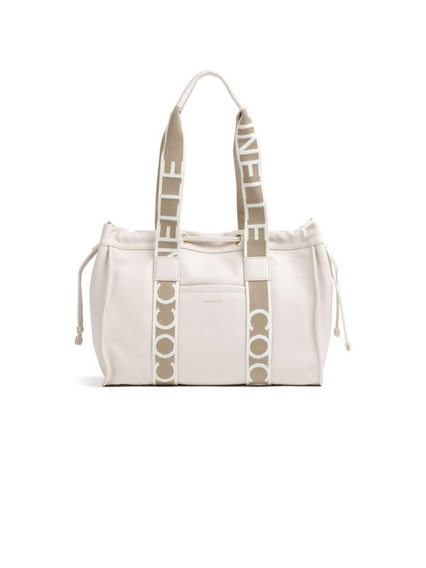 Coccinelle Cow leather tote bag in white