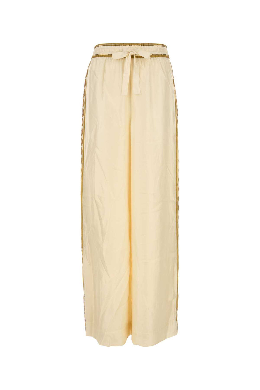 Cream Twill Luna Wide-Leg Pant Retrogeo Exterior: Silk Pantaloni