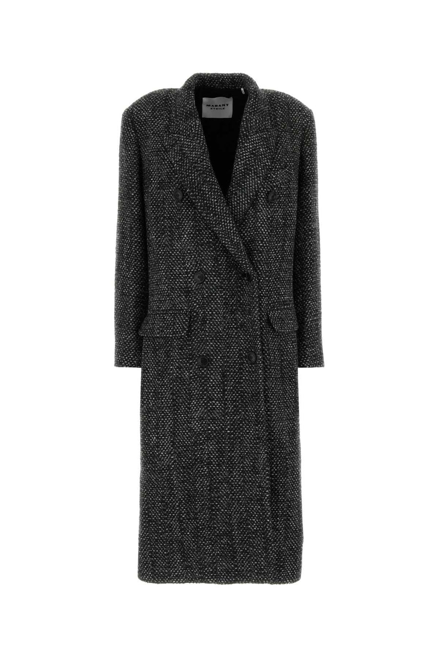 Melange Charcoal Knit Pilda Coat Anthracite Trench