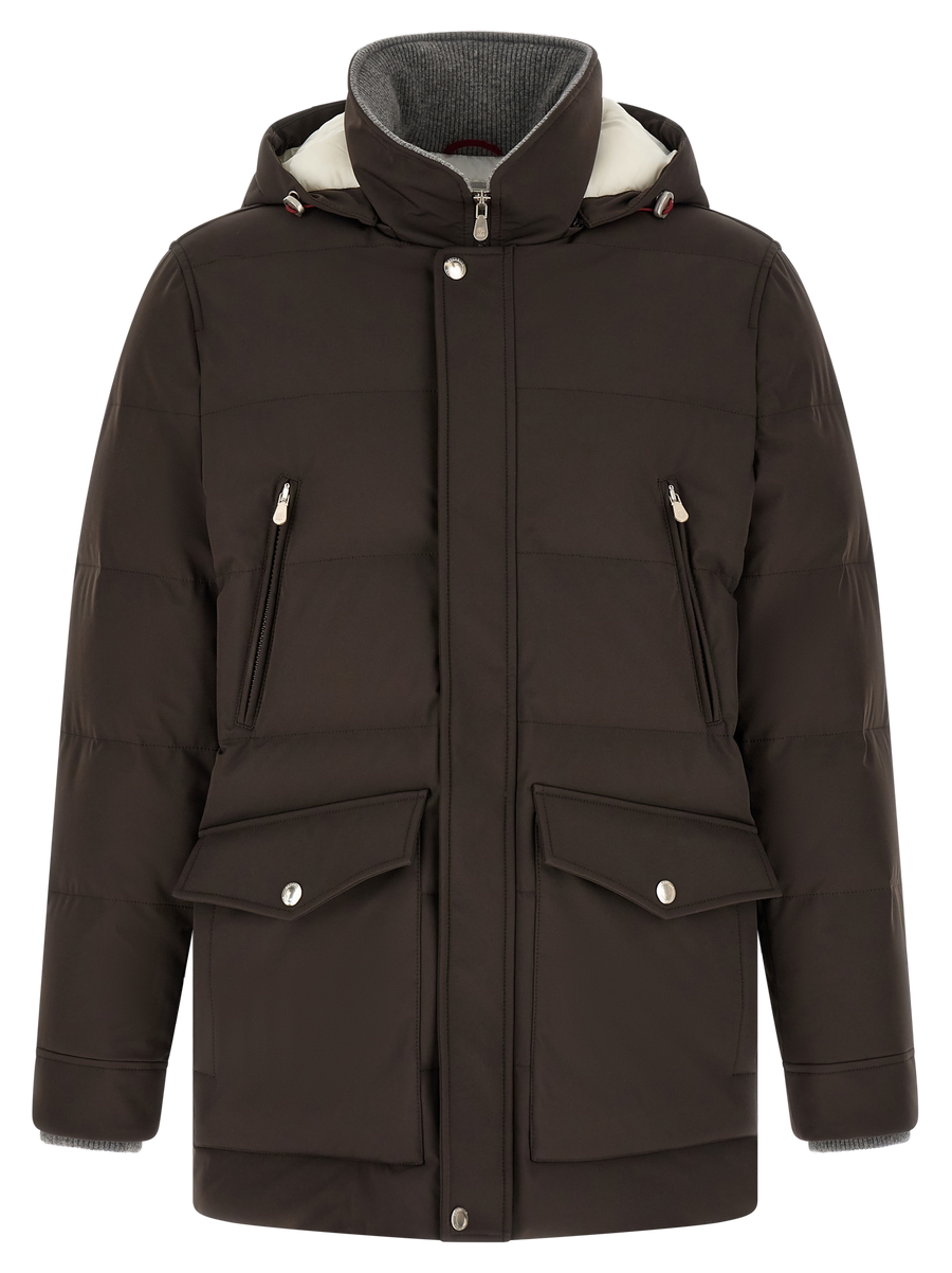 Brunello Cucinelli Stretch membrane nylon parka in brown