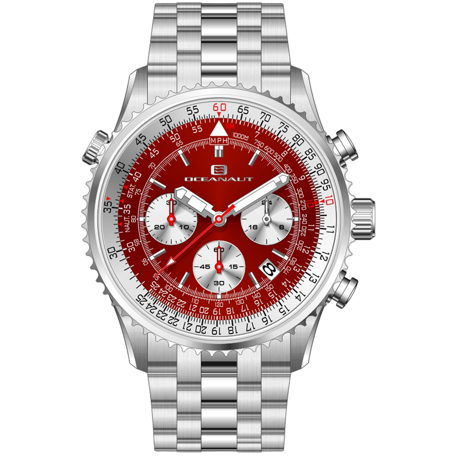 Oceanaut Stainless steel case watch in red
