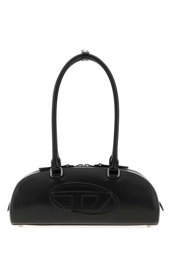 Diesel Dome Exterior: 100% Bovine leather; Lining: 100% Fabric; Finishing: Silver metal shoulder bag in black