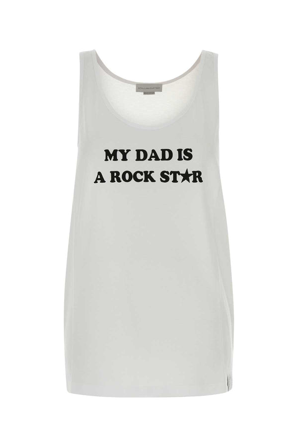 White Cotton Tank Top Purewhite Exterior: Maglie