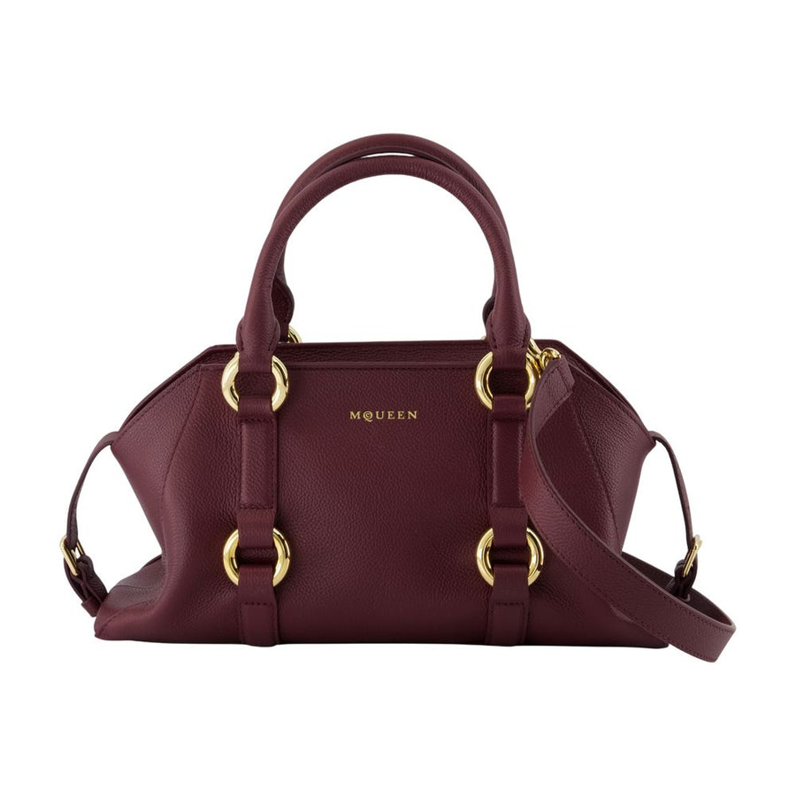 Alexander McQueen Calfskin top handle bag in burgundy