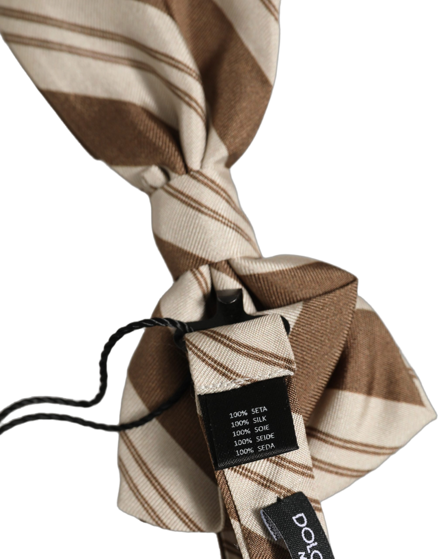 Dolce & Gabbana 100% Silk bow tie in brown