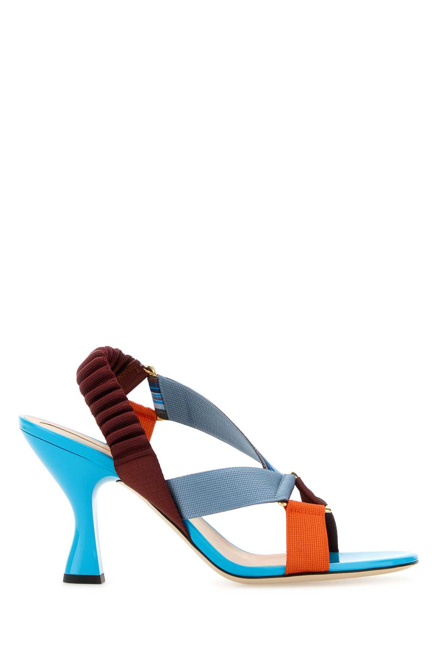 Fendi Exterior: 100% Fabric; Interior: 100% Leather; Sole: Leather and rubber sandal in blue