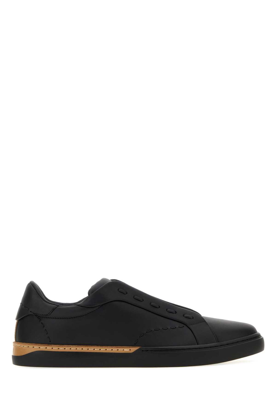 Black Leather Fendi City Slip Ons Sneaker