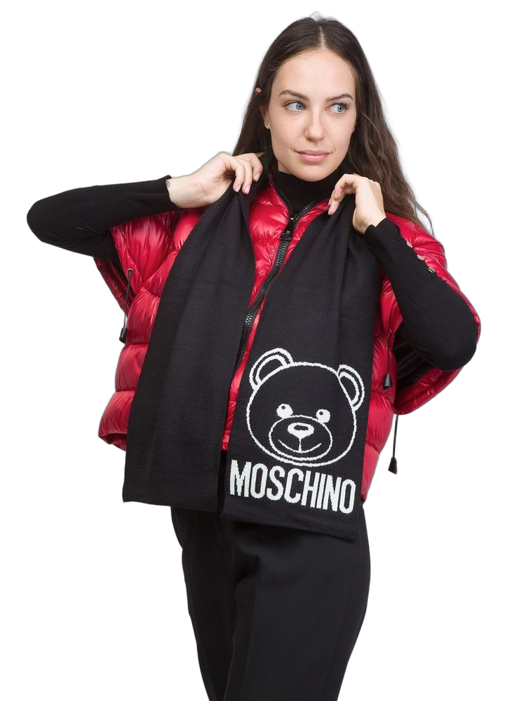 Moschino 50% Wool scarf in black