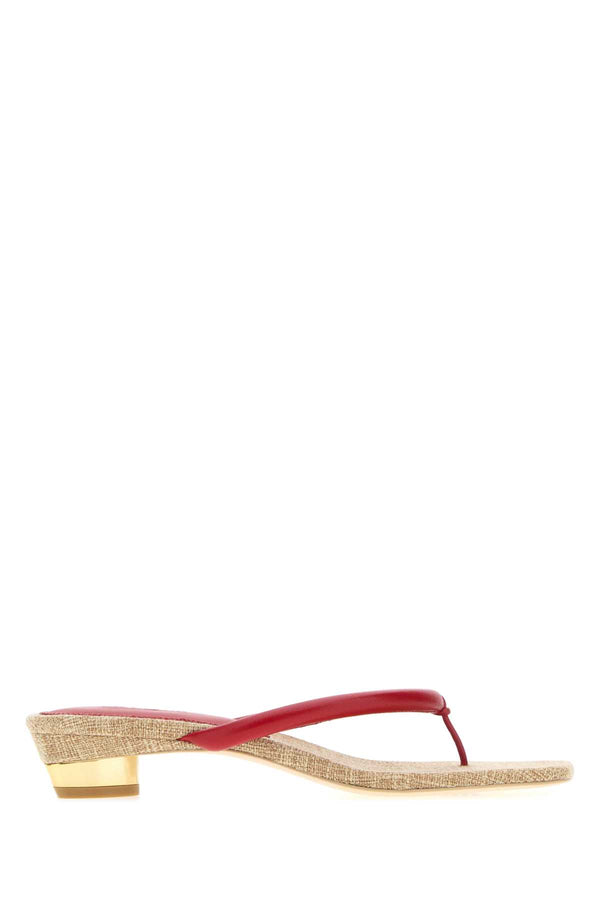 Cult Gaia Heel Exterior: 100% Ovine leather thong sandal in red
