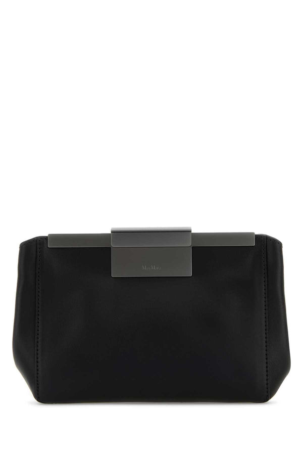 Max Mara Exterior: 100% Leather; Lining: 100% Fabric; Finishing: Ruthenium belt bag in black