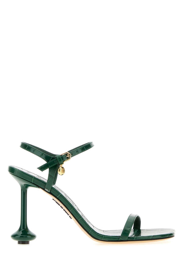 Dark Green Leather Toy Sandals Emerald Sandali