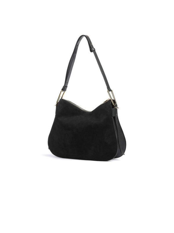 Coccinelle Cowhide (suede and smooth); Cotton lining shoulder bag in black